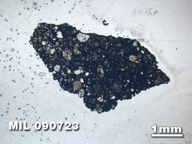 Thin Section Photo of Sample MIL 090723 at 1.25X Magnification in Plane-Polarized Light