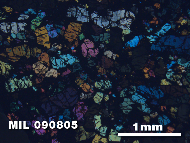 Thin Section Photo of Sample MIL 090805 at 2.5X Magnification in Cross-Polarized Light