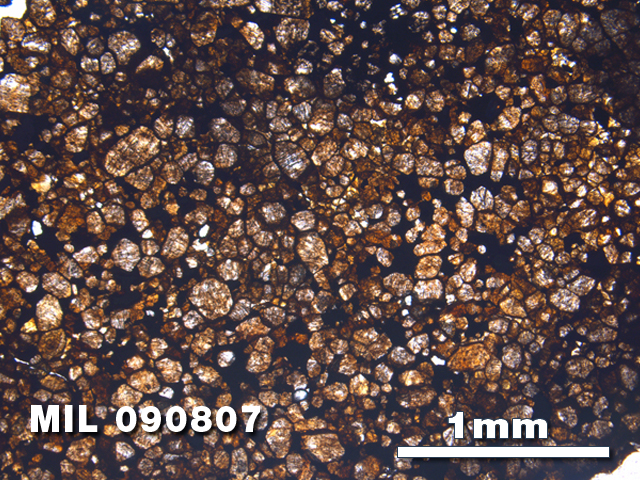 Thin Section Photo of Sample MIL 090807 at 2.5X Magnification in Plane-Polarized Light