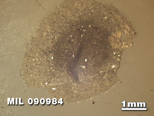 Thin Section Photo of Sample MIL 090984 in Reflected Light with 1.25X Magnification