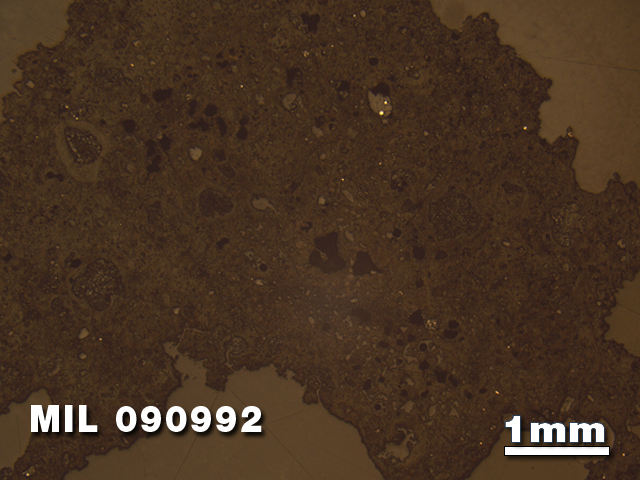 Thin Section Photo of Sample MIL 090992 in Reflected Light with 1.25X Magnification