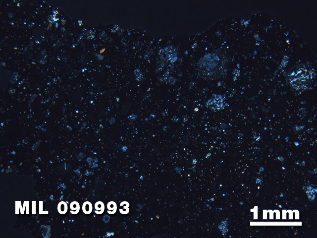 Thin Section Photo of Sample MIL 090993 in Cross-Polarized Light with 1.25X Magnification