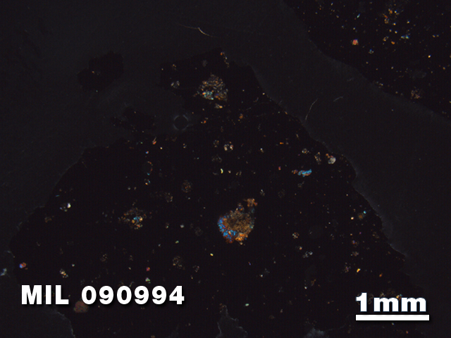 Thin Section Photo of Sample MIL 090994 in Cross-Polarized Light with 1.25X Magnification