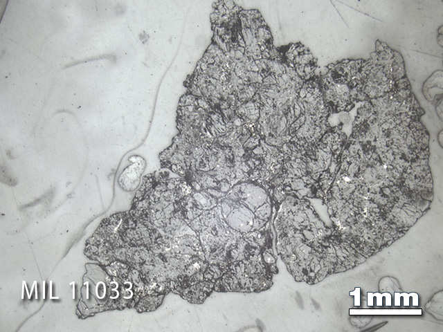Thin Section Photo of Sample MIL 11033 in Reflected Light with 1.25x Magnification