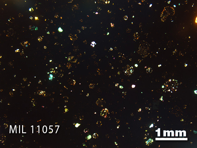 Thin Section Photo of Sample MIL 11057 in Cross-Polarized Light with 1.25x Magnification