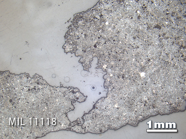 Thin Section Photo of Sample MIL 11118 in Reflected Light with 1.25x Magnification