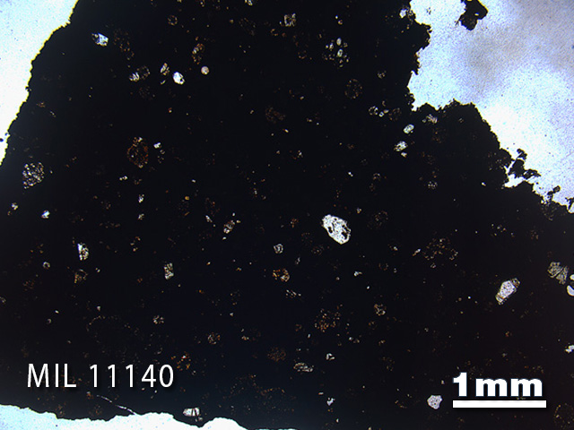 Thin Section Photo of Sample MIL 11140 in Plane-Polarized Light with 1.25x Magnification