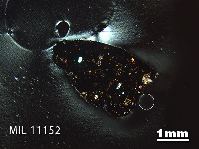 Thin Section Photo of Sample MIL 11152 in Cross-Polarized Light with 1.25x Magnification