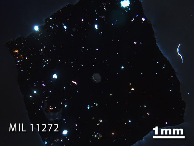 Thin Section Photo of Sample MIL 11272 in Cross-Polarized Light with 1.25x Magnification