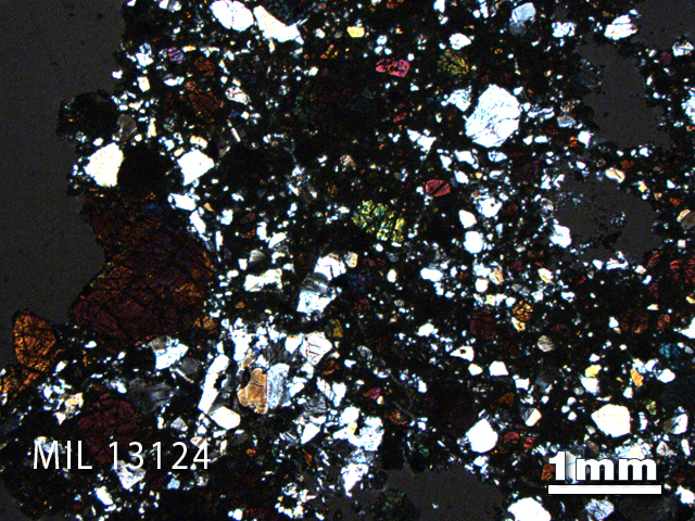 Thin Section Photo of Sample MIL 13124 in Cross-Polarized Light with 1.25X Magnification
