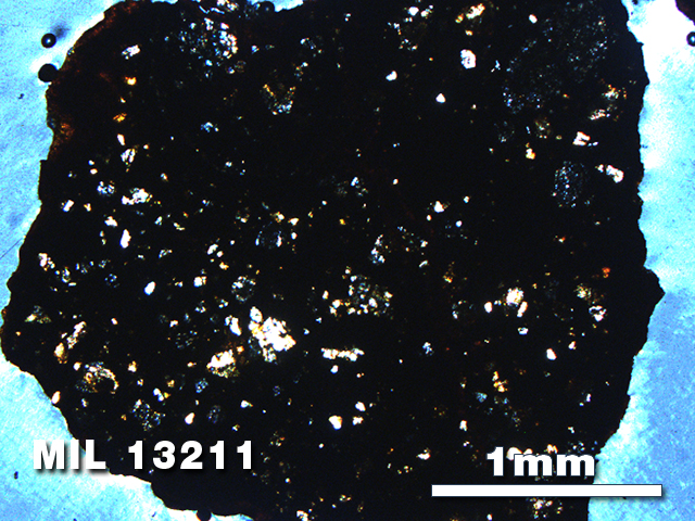 Thin Section Photo of Sample MIL 13211 in Cross-Polarized Light with 2.5X Magnification