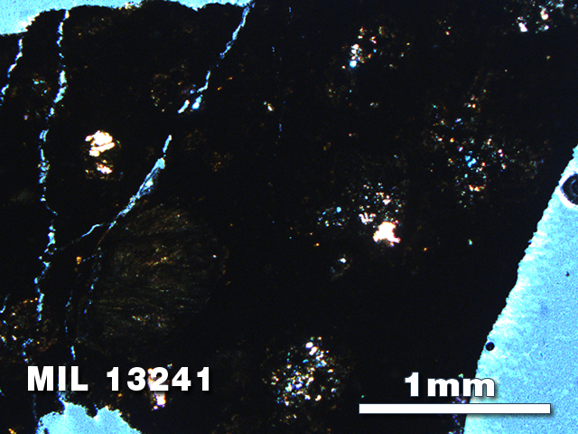 Thin Section Photo of Sample MIL 13241 in Cross-Polarized Light with 2.5X Magnification