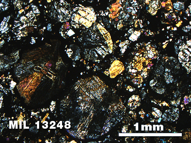 Thin Section Photo of Sample MIL 13248 in Cross-Polarized Light with 2.5X Magnification