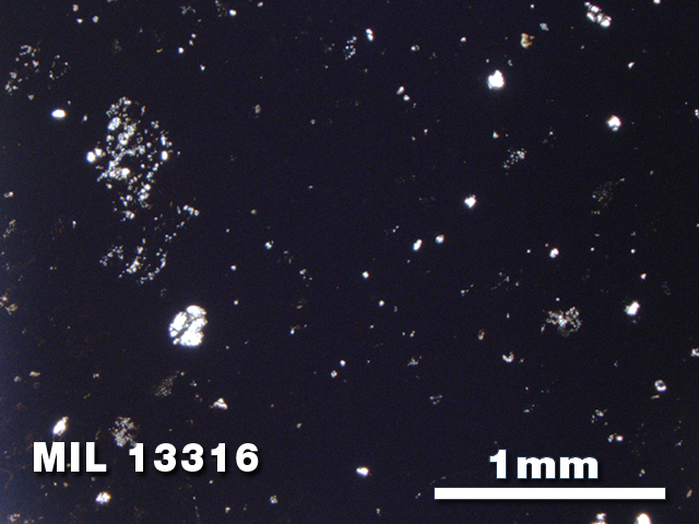 Thin Section Photo of Sample MIL 13316 in Plane-Polarized Light with 2.5X Magnification