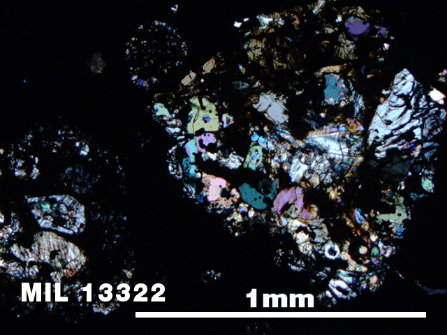 Thin Section Photo of Sample MIL 13322 in Cross-Polarized Light with 5X Magnification
