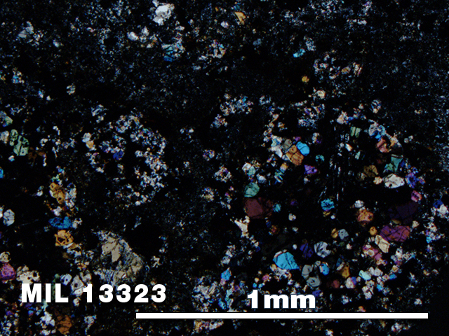 Thin Section Photo of Sample MIL 13323 in Cross-Polarized Light with 5X Magnification