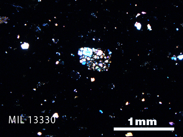 Thin Section Photo of Sample MIL 13330 in Cross-Polarized Light with 2.5X Magnification
