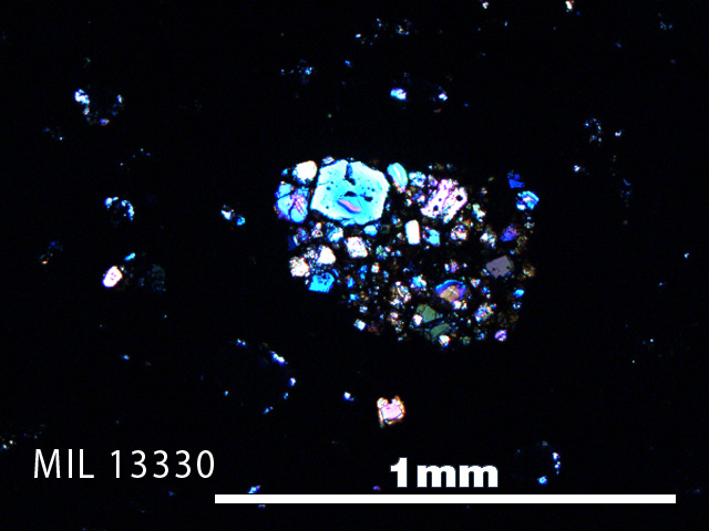 Thin Section Photo of Sample MIL 13330 in Cross-Polarized Light with 5X Magnification