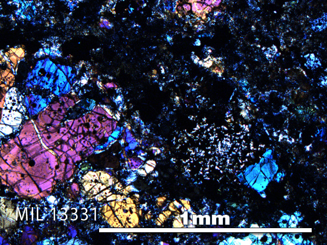 Thin Section Photo of Sample MIL 13331 in Cross-Polarized Light with 5X Magnification
