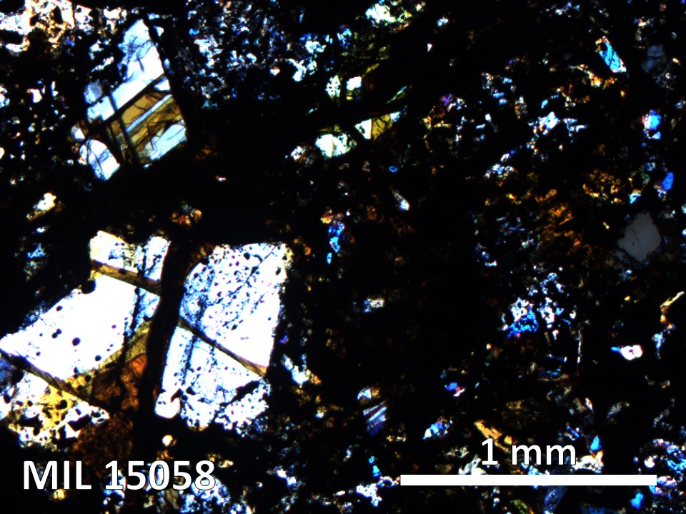 Thin Section Photo of Sample MIL 15058 in Cross-Polarized Light with 5X Magnification