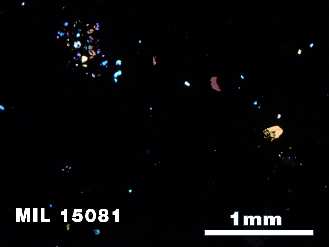 Thin Section Photo of Sample MIL 15081 in Cross-Polarized Light with 2.5X Magnification