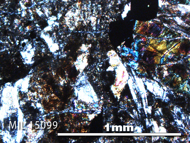Thin Section Photo of Sample MIL 15099 in Cross-Polarized Light with 5X Magnification