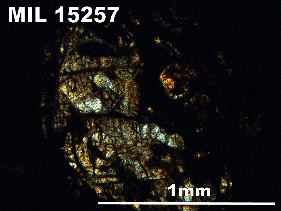 Thin Section Photo of Sample MIL 15257 in Cross-Polarized Light with 5X Magnification