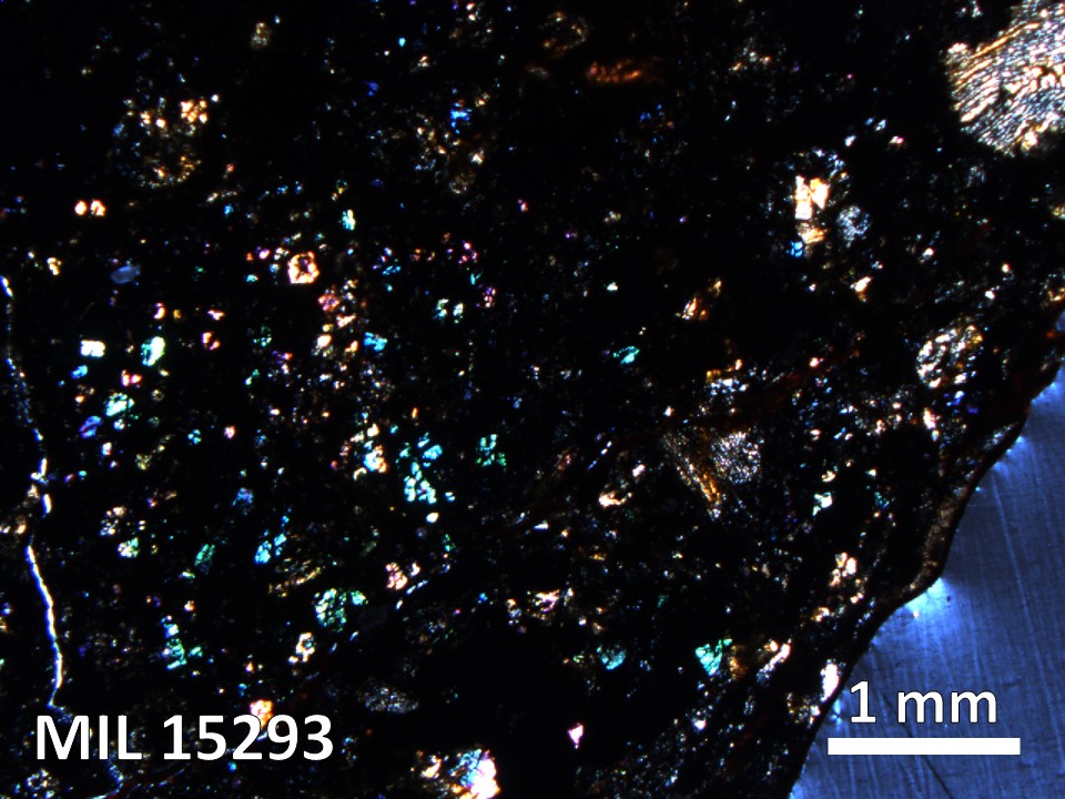 Thin Section Photo of Sample MIL 15293 in Cross-Polarized Light with 2.5X Magnification