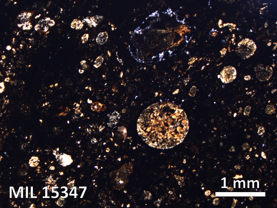 Thin Section Photo of Sample MIL 15347 in Plane-Polarized Light with 2.5X Magnification