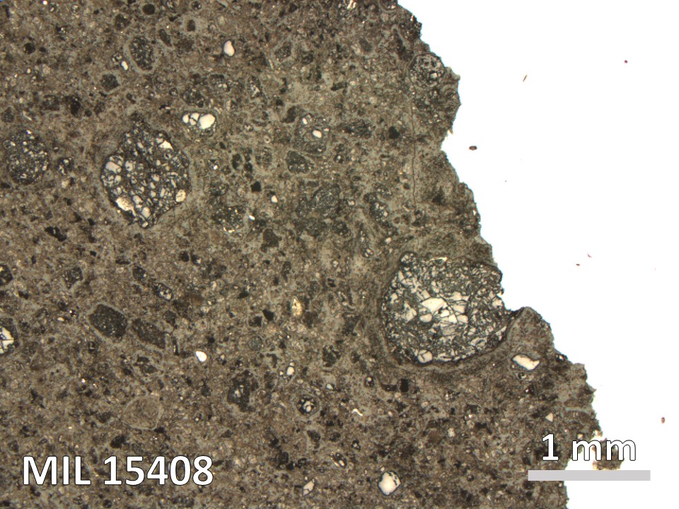 Thin Section Photo of Sample MIL 15408 in Reflected Light with 2.5X Magnification