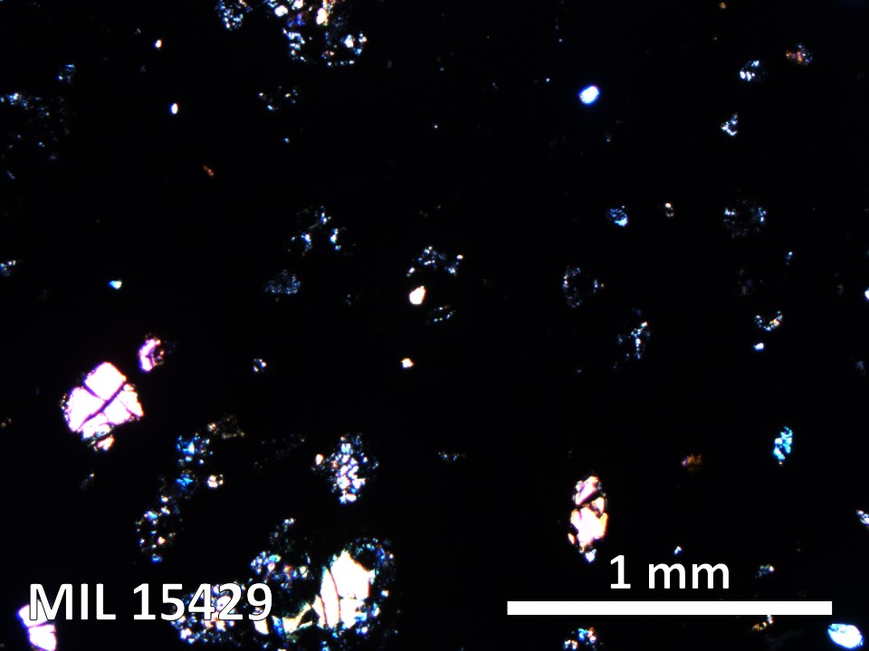 Thin Section Photo of Sample MIL 15429 in Cross-Polarized Light with 5X Magnification