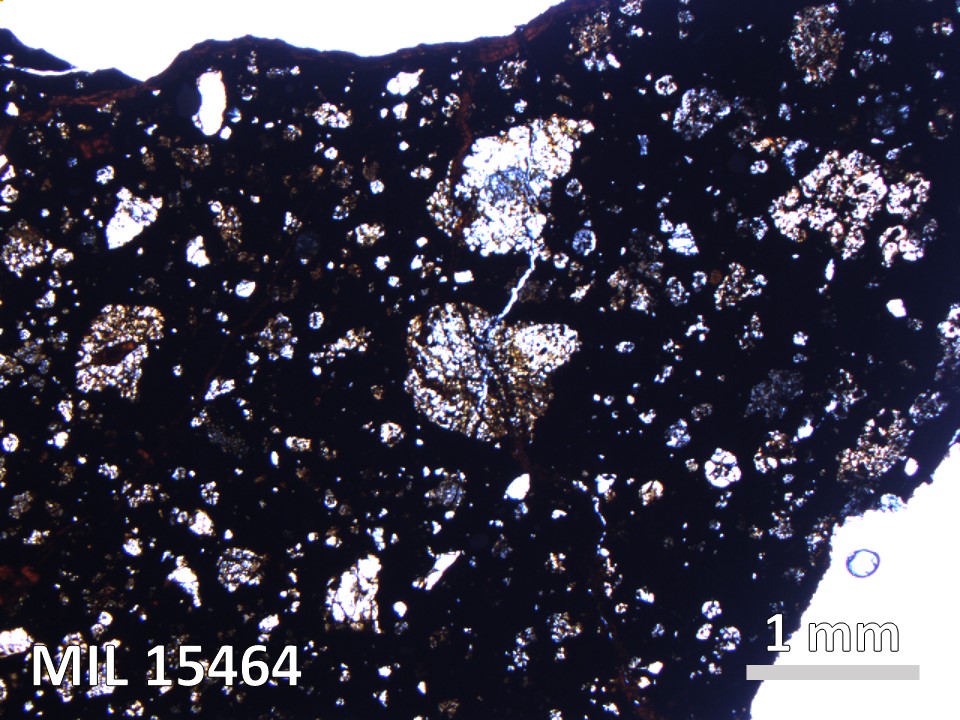 Thin Section Photo of Sample MIL 15464 in Plane-Polarized Light with 2.5X Magnification