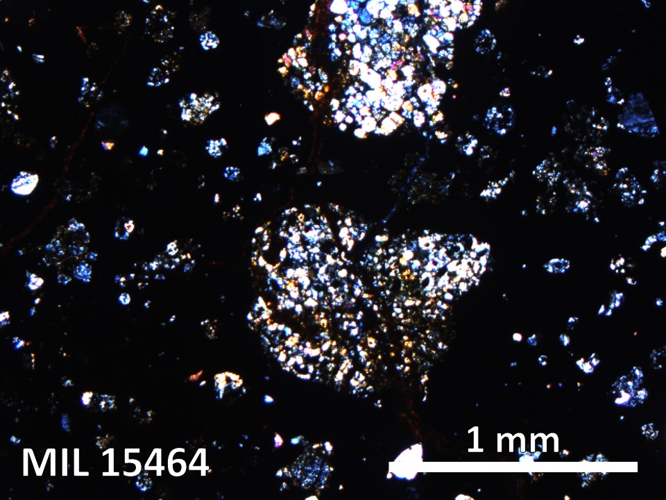 Thin Section Photo of Sample MIL 15464 in Cross-Polarized Light with 5X Magnification