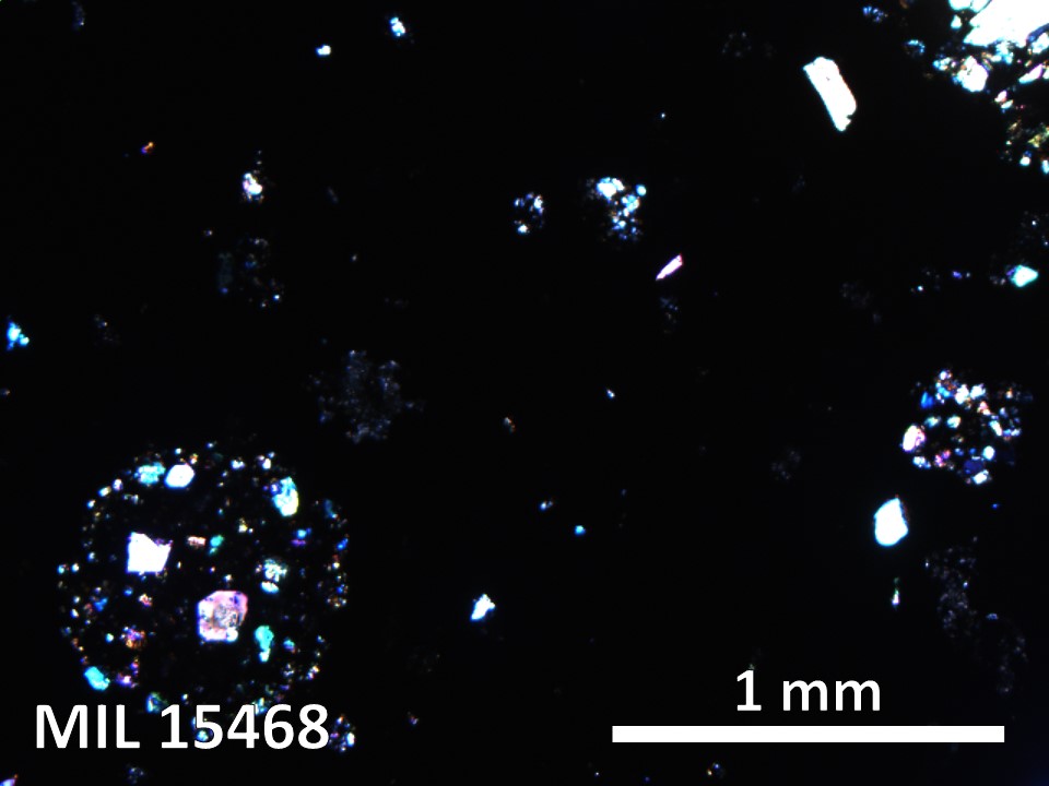 Thin Section Photo of Sample MIL 15468 in Cross-Polarized Light with 5X Magnification