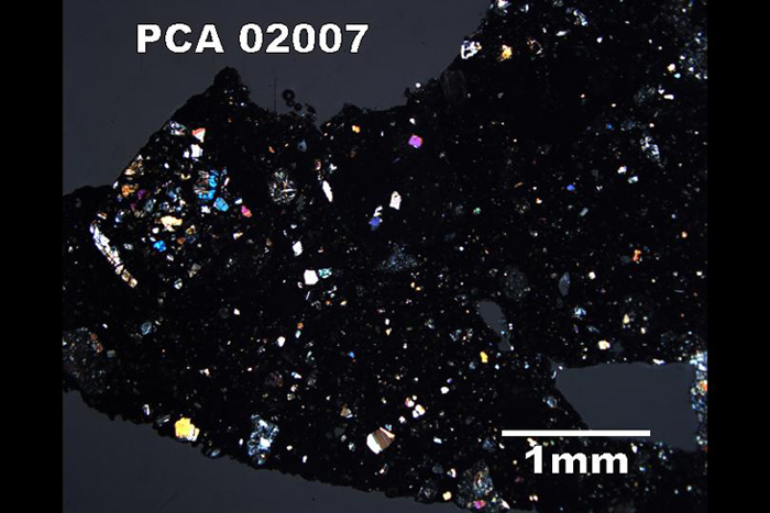 Thin Section Photograph of Sample PCA 02007 in Cross-Polarized Light