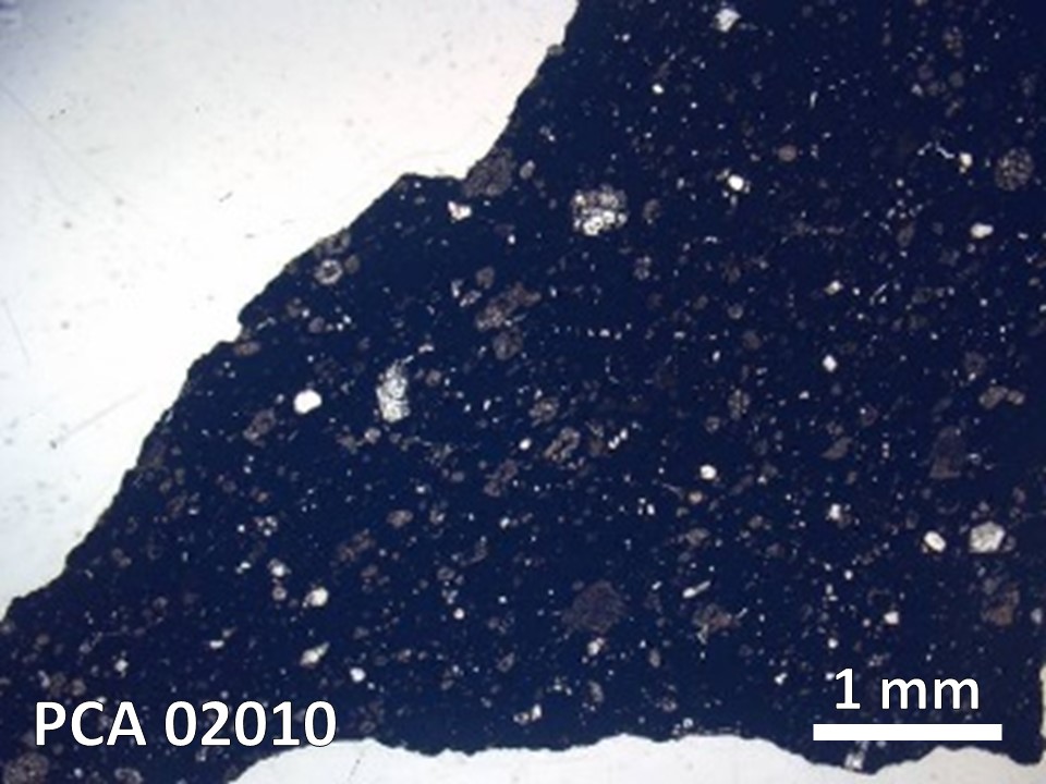 Thin Section Photo of Sample PCA 02010 in Plane-Polarized Light with 20X Magnification