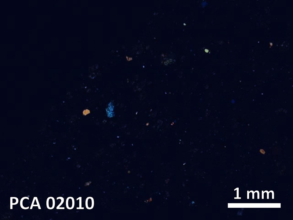 Thin Section Photo of Sample PCA 02010 in Cross-Polarized Light with 20X Magnification
