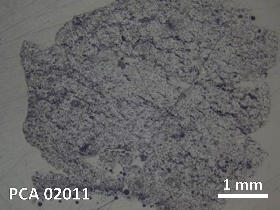 Thin Section Photo of Sample PCA 02011 in Reflected Light with 20X Magnification