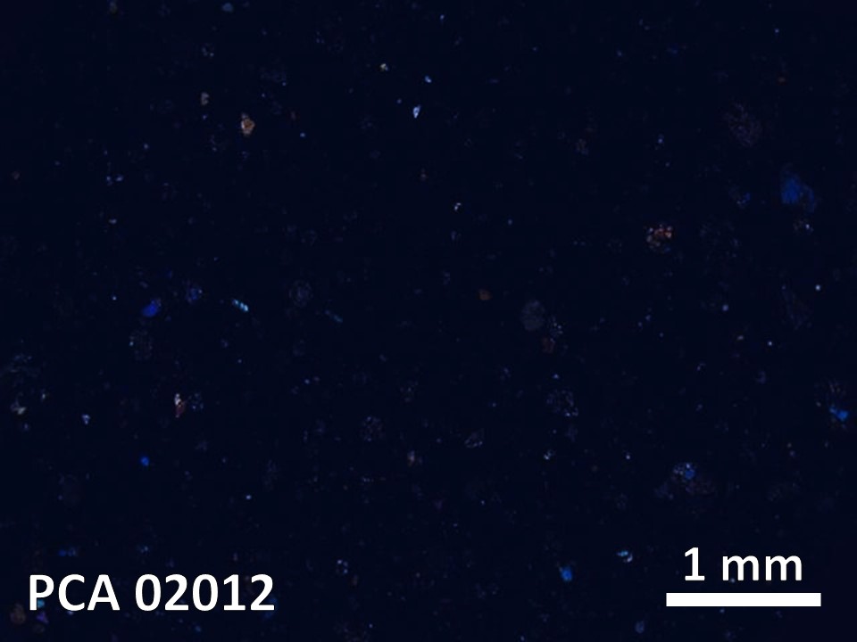 Thin Section Photo of Sample PCA 02012 in Cross-Polarized Light with 20X Magnification