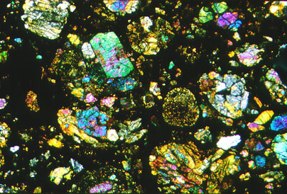 Thin Section Photo of Sample PRE 95401 in Cross Polarized Light