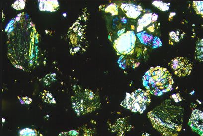Thin Section Photo of Sample PRE 95404 in Cross Polarized Light