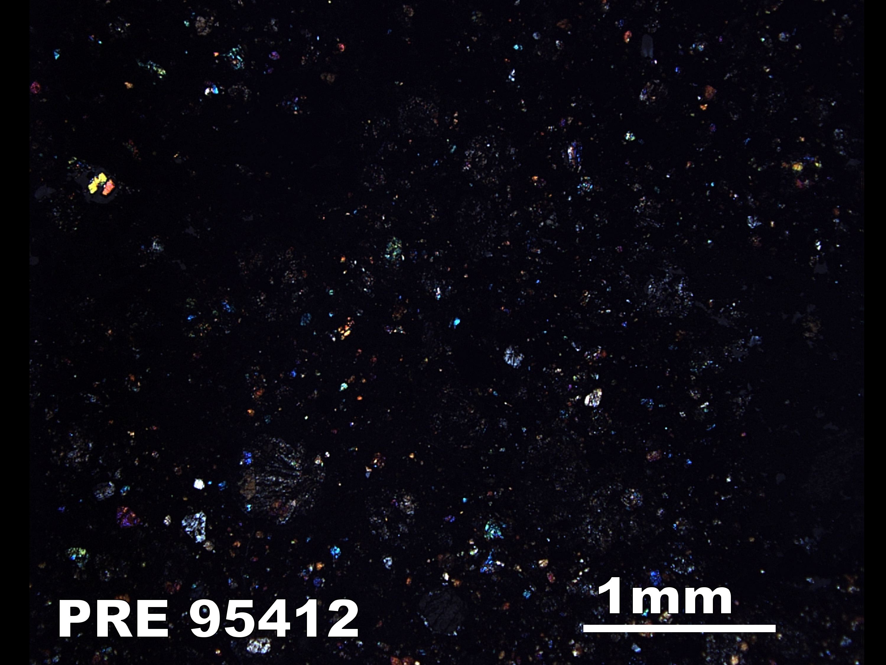 Thin Section Photo of Sample PRE 95412 in Cross-Polarized Light