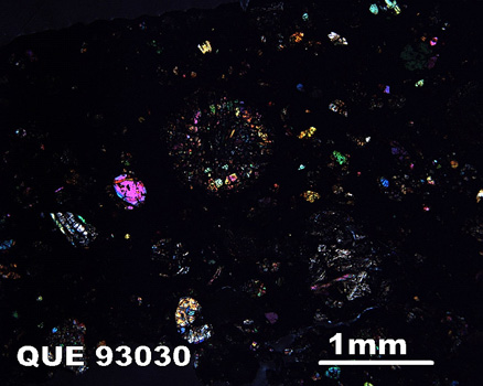 Thin Section Photograph of Sample QUE 93030 in Cross-Polarized Light