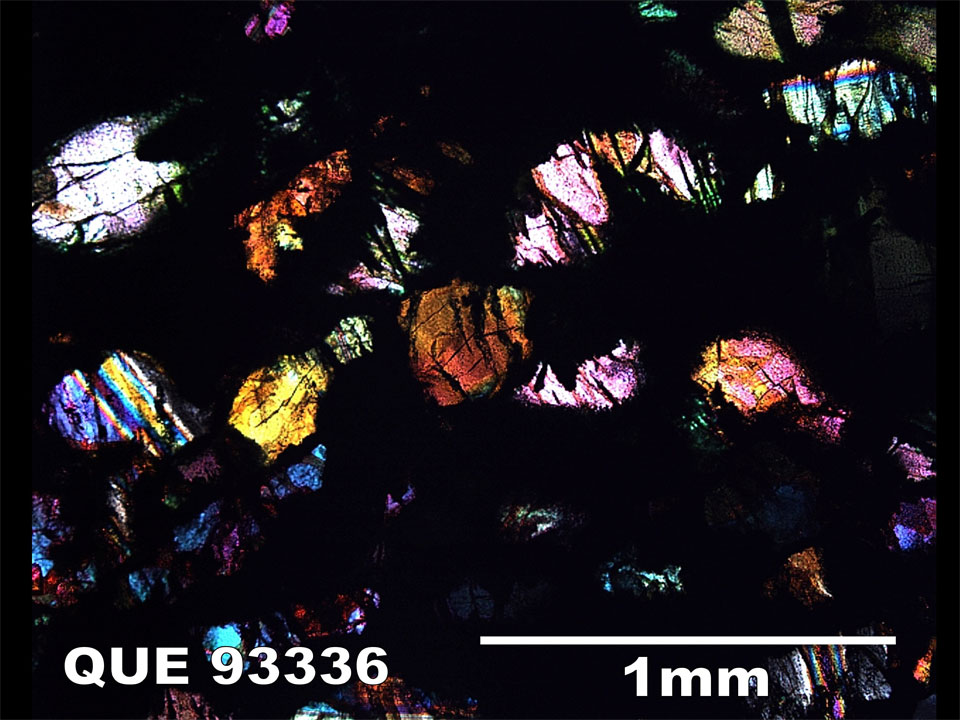 Thin Section Photograph of Sample QUE 93336 in Cross-Polarized Light