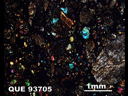 Thin Section Photograph of Sample QUE 93705 in Cross-Polarized Light