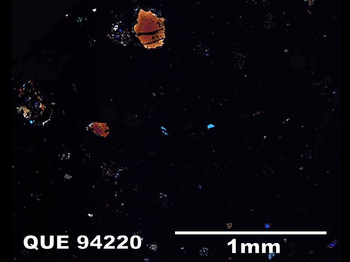 Thin Section Photo of Sample QUE 94220 in Cross-Polarized Light