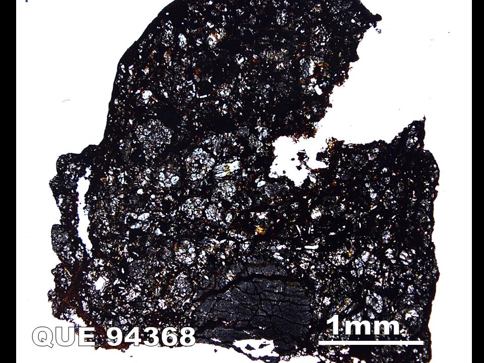 Thin Section Photo of Sample QUE 94368 in Plane-Polarized Light