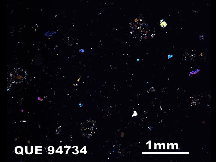 Thin Section Photo of Sample QUE 94734 in Cross-Polarized Light