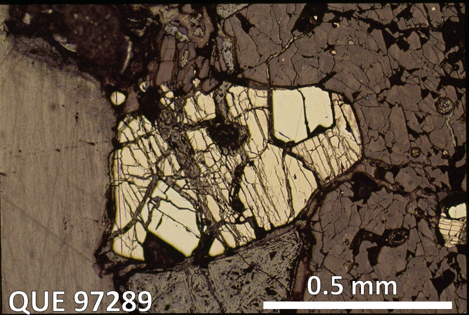 Thin Section Photo of Sample QUE 97289 in Reflected Light with 5X Magnification