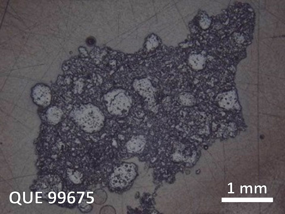 Thin Section Photo of Sample QUE 99675 in Reflected Light with 5X Magnification